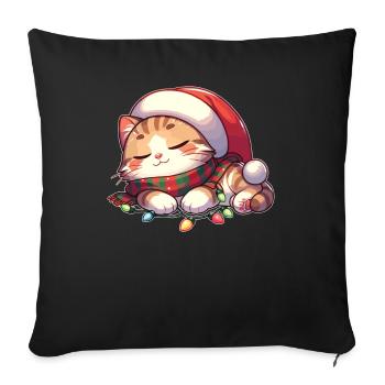 Christmas Hat Christmas Fairy Lights Cat - Sofa pillowcase 17,3'' x 17,3'' (45 x 45 cm) - black - Front