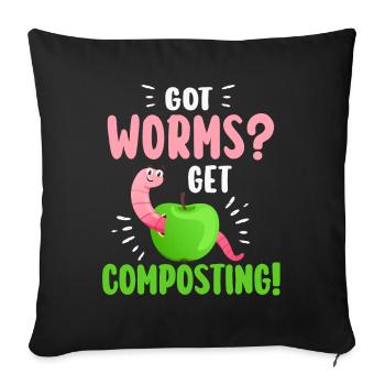 Vermicompost Fermier Vermicompost Mignon Hommes Femmes - Housse de coussin décorative 45 x 45 cm - noir - Devant