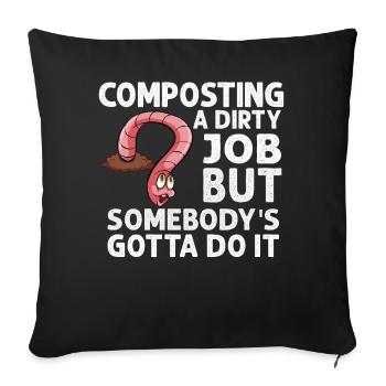 Worm Farmer Vermicompost Cute Men Women - Sofa pillowcase 17,3'' x 17,3'' (45 x 45 cm) - black - Front