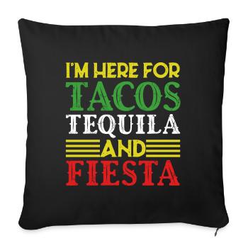 Drôle de Fiesta disant Fête Mexicaine - Housse de coussin décorative 45 x 45 cm - noir - Devant