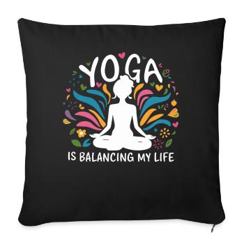 Le yoga équilibre ma vie - Housse de coussin décorative 45 x 45 cm - noir - Devant