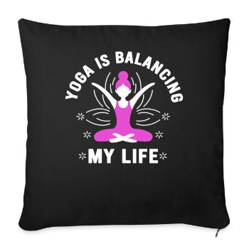 Le yoga équilibre ma vie - Housse de coussin décorative 45 x 45 cm - noir - Devant