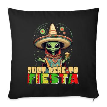 Lustiger Fiesta Spruch Zum Feiern Hier - Sofakissenbezug 45 x 45 cm - Schwarz - Vorne