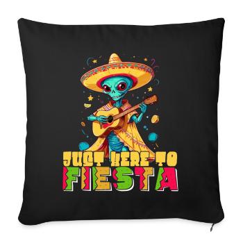 Hier Für Fiesta Lustiger Spruch Mexikanischer - Sofakissenbezug 45 x 45 cm - Schwarz - Vorne