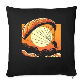 Fallschirm bei Sonnenuntergang Fallschirmspringer - Sofakissenbezug 45 x 45 cm - Schwarz - Vorne