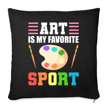 Art Is My Favorite Sport Kunstlehrer - Sofakissenbezug 45 x 45 cm - Schwarz - Vorne