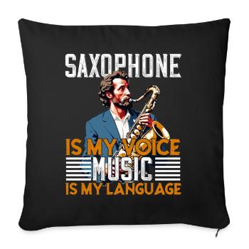 Funny Saxophone Design for Jazz Music Lovers - Sofa pillowcase 17,3'' x 17,3'' (45 x 45 cm) - black - Front