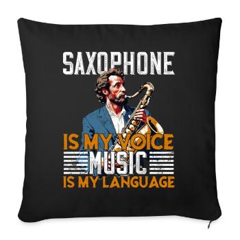 Conception de saxophone amusante pour les amateurs de musique jazz - Housse de coussin décorative 45 x 45 cm - noir - Devant