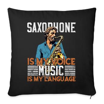 Conception de saxophone amusante pour les amateurs de musique jazz - Housse de coussin décorative 45 x 45 cm - noir - Devant