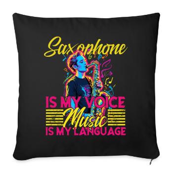 Saxophone Design Drôle Saxophone Joueur Jazz - Housse de coussin décorative 45 x 45 cm - noir - Devant