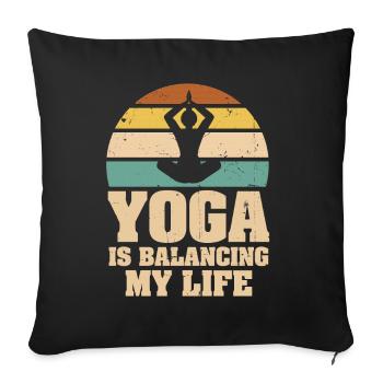Le yoga équilibre ma vie - Housse de coussin décorative 45 x 45 cm - noir - Devant