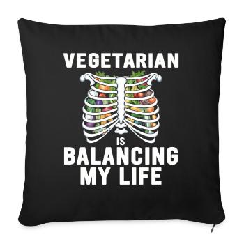Vegetarian Balancing My Life - Sofa pillowcase 17,3'' x 17,3'' (45 x 45 cm) - black - Front