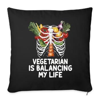 Vegetarian Balancing My Life - Sofa pillowcase 17,3'' x 17,3'' (45 x 45 cm) - black - Front