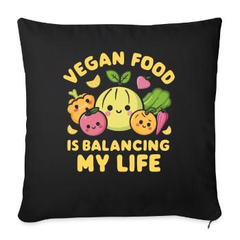 La nourriture végétalienne équilibre ma vie - Housse de coussin décorative 45 x 45 cm - noir - Devant