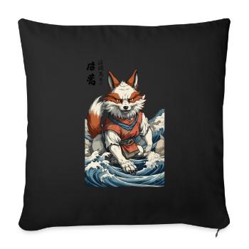 Ukiyo-E Art Style Japanese Kitsune Mask - Sofa pillowcase 17,3'' x 17,3'' (45 x 45 cm) - black - Front