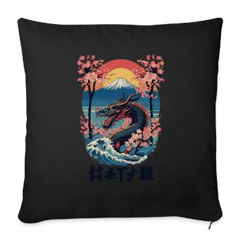 Vintage Vaporwave Style Japanese Dragon Art - Sofa pillowcase 17,3'' x 17,3'' (45 x 45 cm) - black - Front