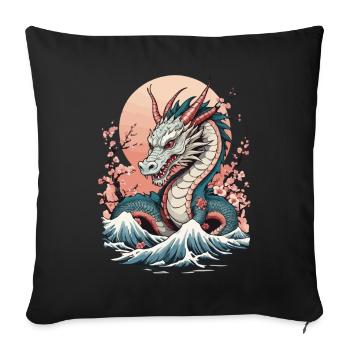 Dragon Anime Fan Japanese Vintage Style - Sofa pillowcase 17,3'' x 17,3'' (45 x 45 cm) - black - Front