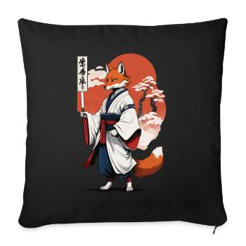 Ukiyo-E Art Style Japanese Kitsune Fox - Sofa pillowcase 17,3'' x 17,3'' (45 x 45 cm) - black - Front
