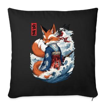 Ukiyo-E Samurai Fox Japanese Kitsune Mask - Sofa pillowcase 17,3'' x 17,3'' (45 x 45 cm) - black - Front