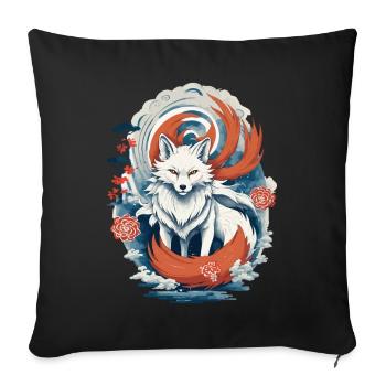 Ukiyo-E Art Style Japanese Kitsune Fox - Sofa pillowcase 17,3'' x 17,3'' (45 x 45 cm) - black - Front