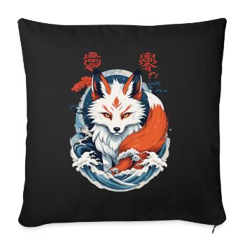 Japanische Kitsune Maske Anime Kawaii Fuchsgeist - Sofakissenbezug 45 x 45 cm - Schwarz - Vorne