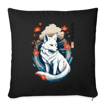 Ukiyo-E Art Style Japanese Kitsune Fox - Sofa pillowcase 17,3'' x 17,3'' (45 x 45 cm) - black - Front