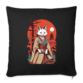 Samurai Fox Japanese Kitsune Mask Design - Sofa pillowcase 17,3'' x 17,3'' (45 x 45 cm) - black - Front