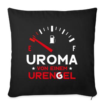 MUTTERTAG UROMA VON 2 URENKELN URENGELN UROMA - Sofakissenbezug 45 x 45 cm - Schwarz - Vorne