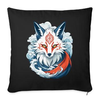 Japanische Kitsune Maske Anime Kawaii Fuchsgeist - Sofakissenbezug 45 x 45 cm - Schwarz - Vorne