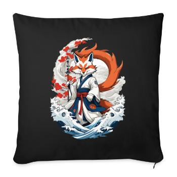 Ukiyo-E Art Style Japanese Kitsune Fox - Sofa pillowcase 17,3'' x 17,3'' (45 x 45 cm) - black - Front