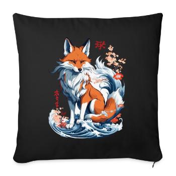Ukiyo-E Art Style Japanese Kitsune Fox - Sofa pillowcase 17,3'' x 17,3'' (45 x 45 cm) - black - Front