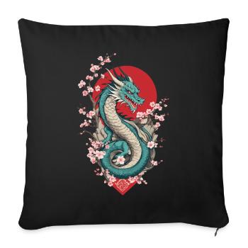 Dragon Anime Fan Dragon japonais Style Vintage - Housse de coussin décorative 45 x 45 cm - noir - Devant