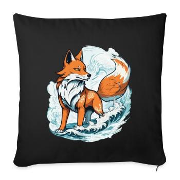Japanese Kitsune Mask Kawaii Fox Spirit Design - Sofa pillowcase 17,3'' x 17,3'' (45 x 45 cm) - black - Front