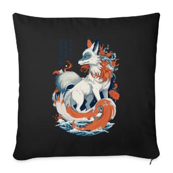Vintage Ukiyo-E Art Japanese Kitsune Fox - Sofa pillowcase 17,3'' x 17,3'' (45 x 45 cm) - black - Front
