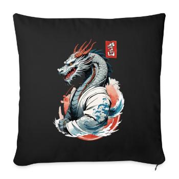 Japanese Dragon Vintage Style with Kanji Sign - Sofa pillowcase 17,3'' x 17,3'' (45 x 45 cm) - black - Front