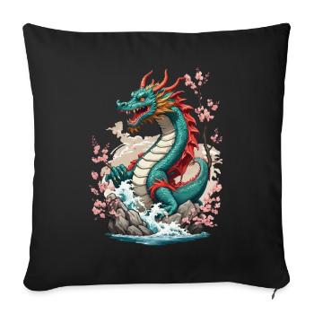 Cerfs-volants japonais vintage Cherry Blossoms Vaporwave - Housse de coussin décorative 45 x 45 cm - noir - Devant