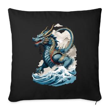 Vintage Ukiyo-E Art Japanese Dragon Design - Sofa pillowcase 17,3'' x 17,3'' (45 x 45 cm) - black - Front