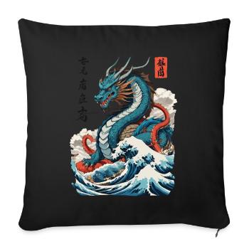 Vintage Ukiyo-E Art Japanese Dragon Design - Sofa pillowcase 17,3'' x 17,3'' (45 x 45 cm) - black - Front