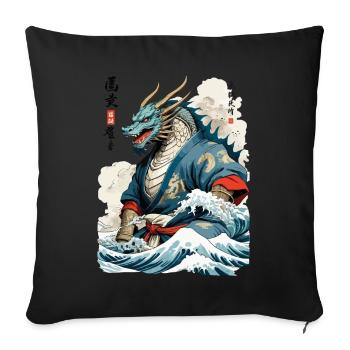 Vintage Samouraï Dragon Anime Japon Art - Housse de coussin décorative 45 x 45 cm - noir - Devant