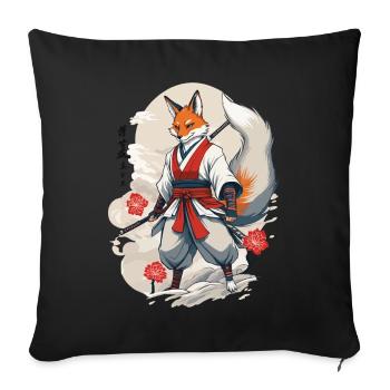 Samurai Kitsune Fox Kawaii Fox Spirit Design - Sofa pillowcase 17,3'' x 17,3'' (45 x 45 cm) - black - Front