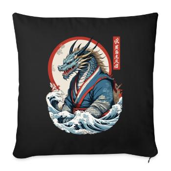 Dragon Anime Fan Style Japonais Vintage - Housse de coussin décorative 45 x 45 cm - noir - Devant