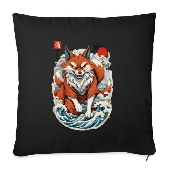 Japanische Kitsune Maske Anime Kawaii Fuchsgeist - Sofakissenbezug 45 x 45 cm - Schwarz - Vorne