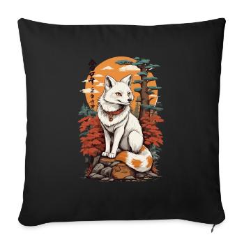 Japanische Kitsune Maske Anime Kawaii Fuchsgeist - Sofakissenbezug 45 x 45 cm - Schwarz - Vorne