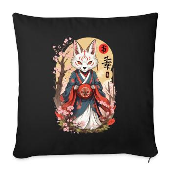 Japanese Kitsune Mask Anime Kawaii Fox Ghost - Sofa pillowcase 17,3'' x 17,3'' (45 x 45 cm) - black - Front