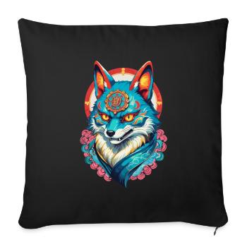 Japanese Kitsune Mask Anime Kawaii Fox Ghost - Sofa pillowcase 17,3'' x 17,3'' (45 x 45 cm) - black - Front