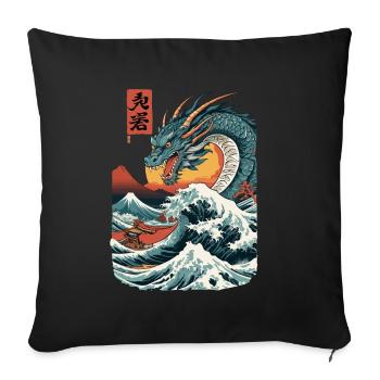 Vintage Ukiyo-E Art Dragon Anime Japan - Sofa pillowcase 17,3'' x 17,3'' (45 x 45 cm) - black - Front