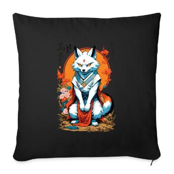 Japanese Kitsune Mask Anime Kawaii Fox Ghost - Sofa pillowcase 17,3'' x 17,3'' (45 x 45 cm) - black - Front
