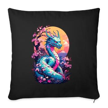 Dragon Anime Fan Japanese Dragon Vintage - Sofa pillowcase 17,3'' x 17,3'' (45 x 45 cm) - black - Front