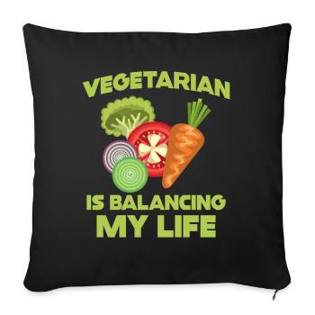 Végétarien Équilibrer ma vie - Housse de coussin décorative 45 x 45 cm - noir - Devant