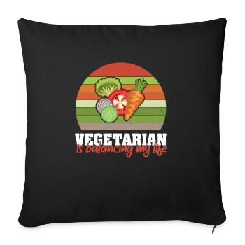 Végétarien Équilibrer ma vie - Housse de coussin décorative 45 x 45 cm - noir - Devant